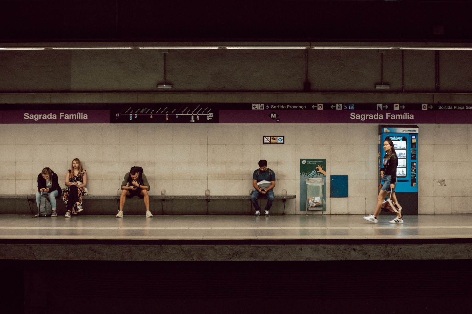 inside train station in Barcelona, Spain