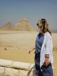 Sara at the Pyramids in Egypt Africa
