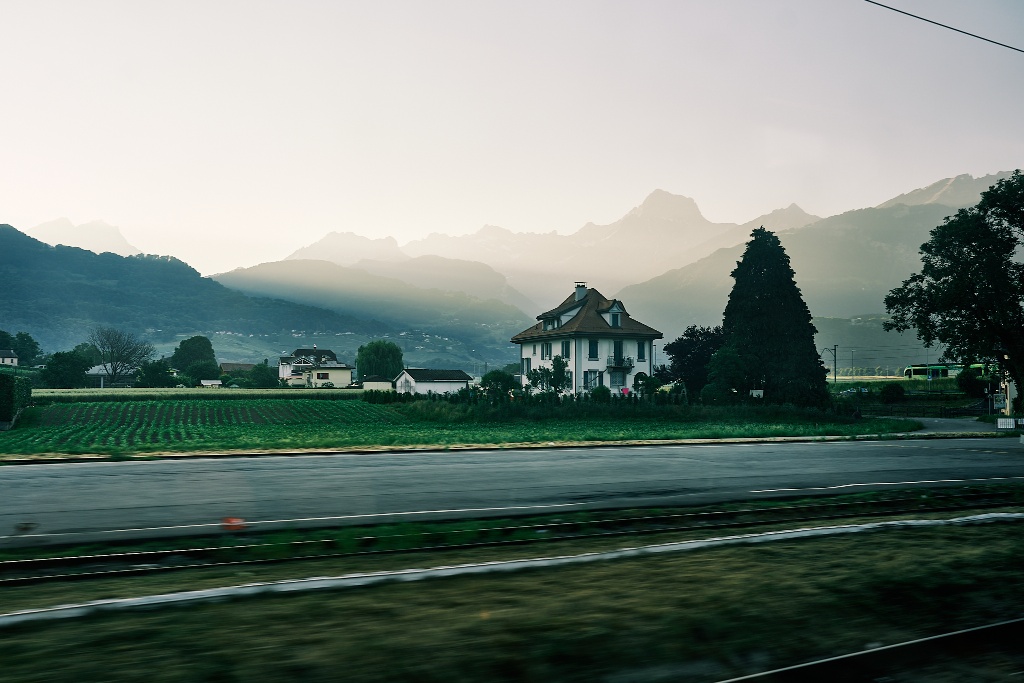 view of Switzerland from the train