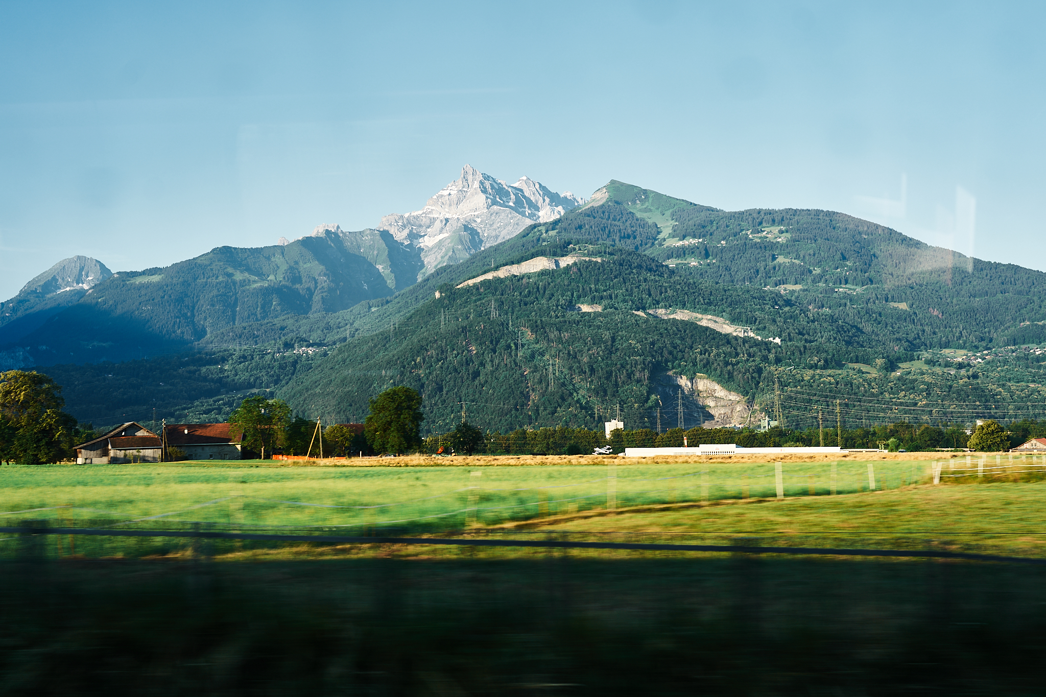 View of Swiss Alps from the train