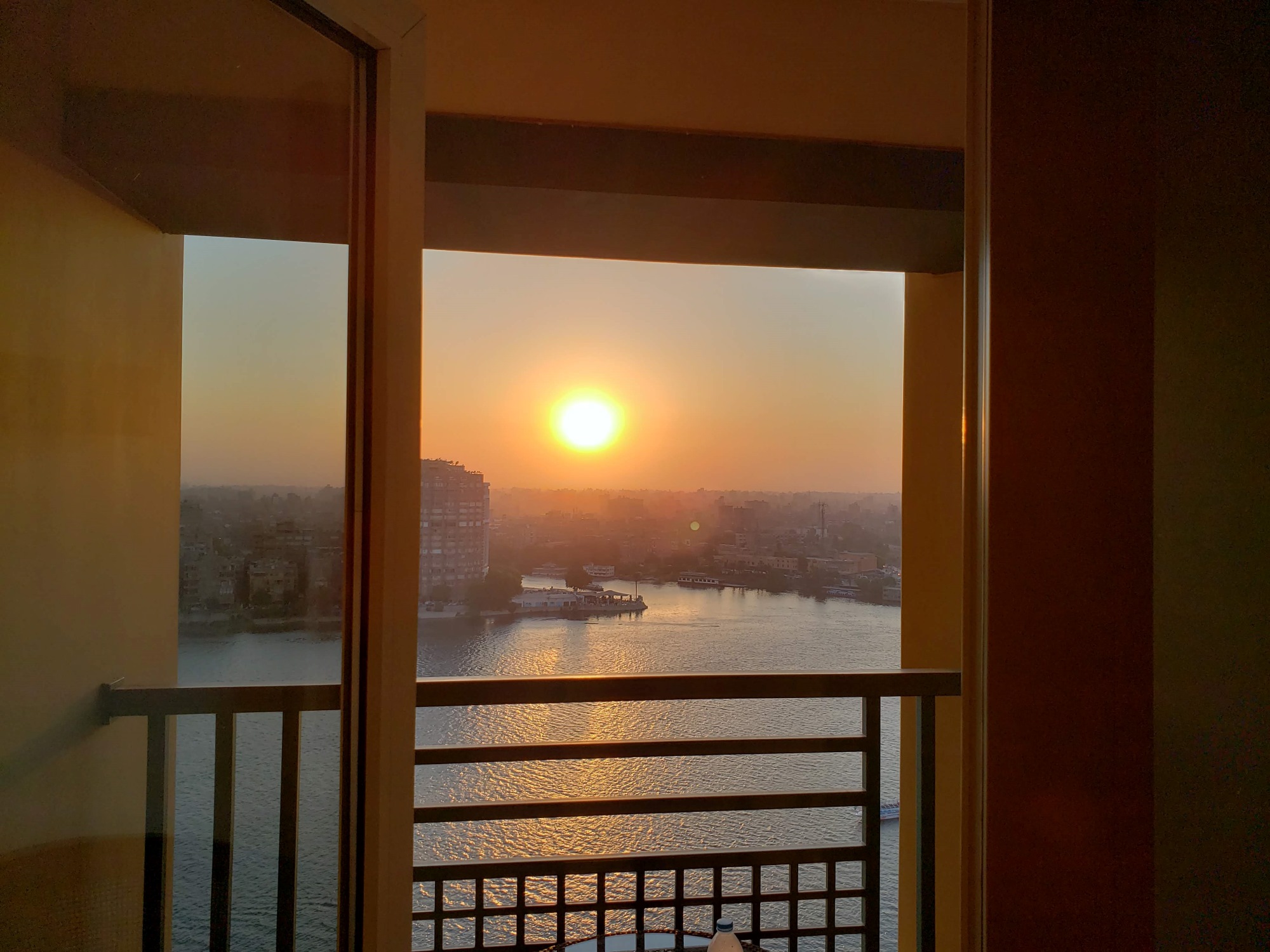 Sunset view over the nile from hotel