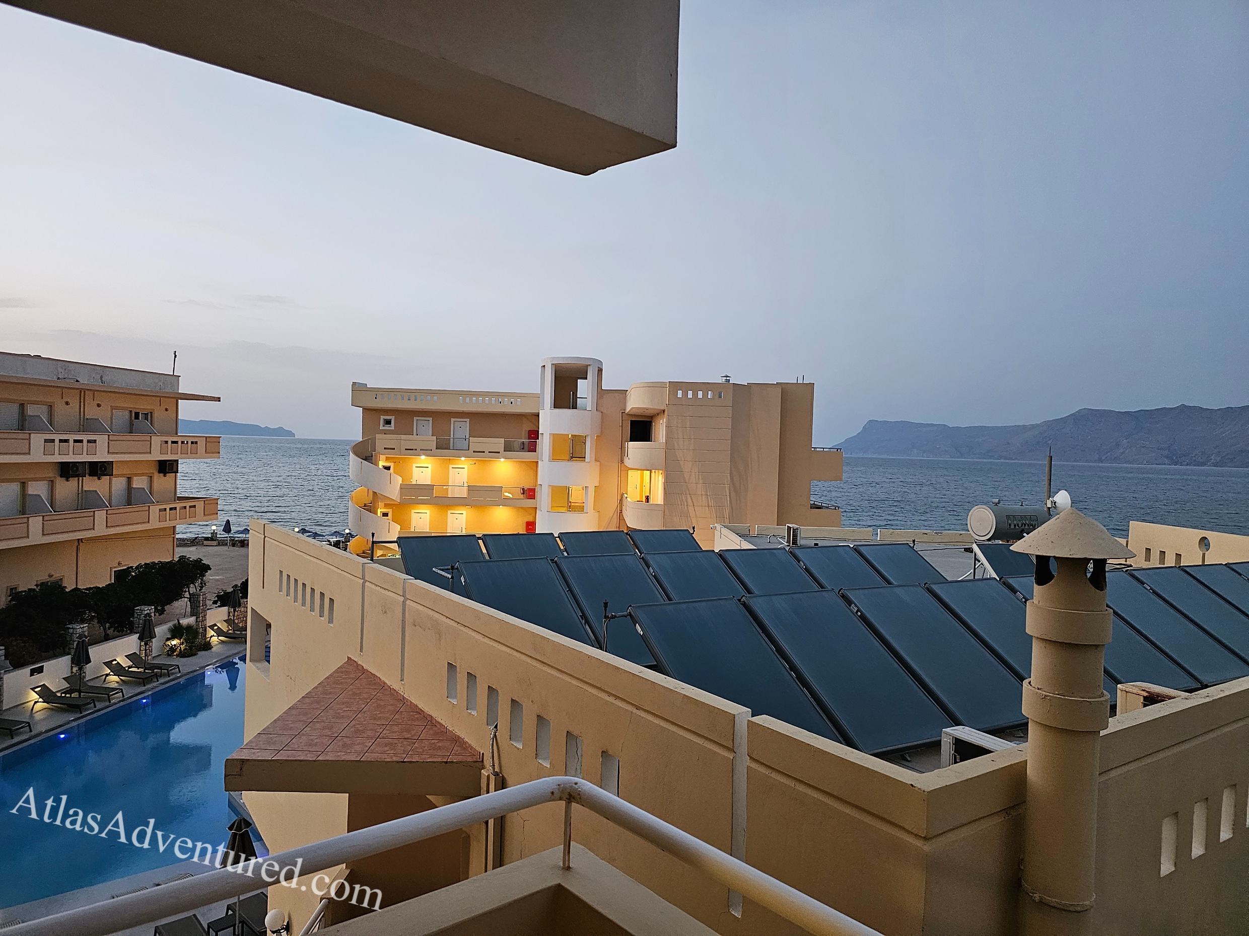 View from the balcony at Sunny Bay Hotel in Kissamos, Crete