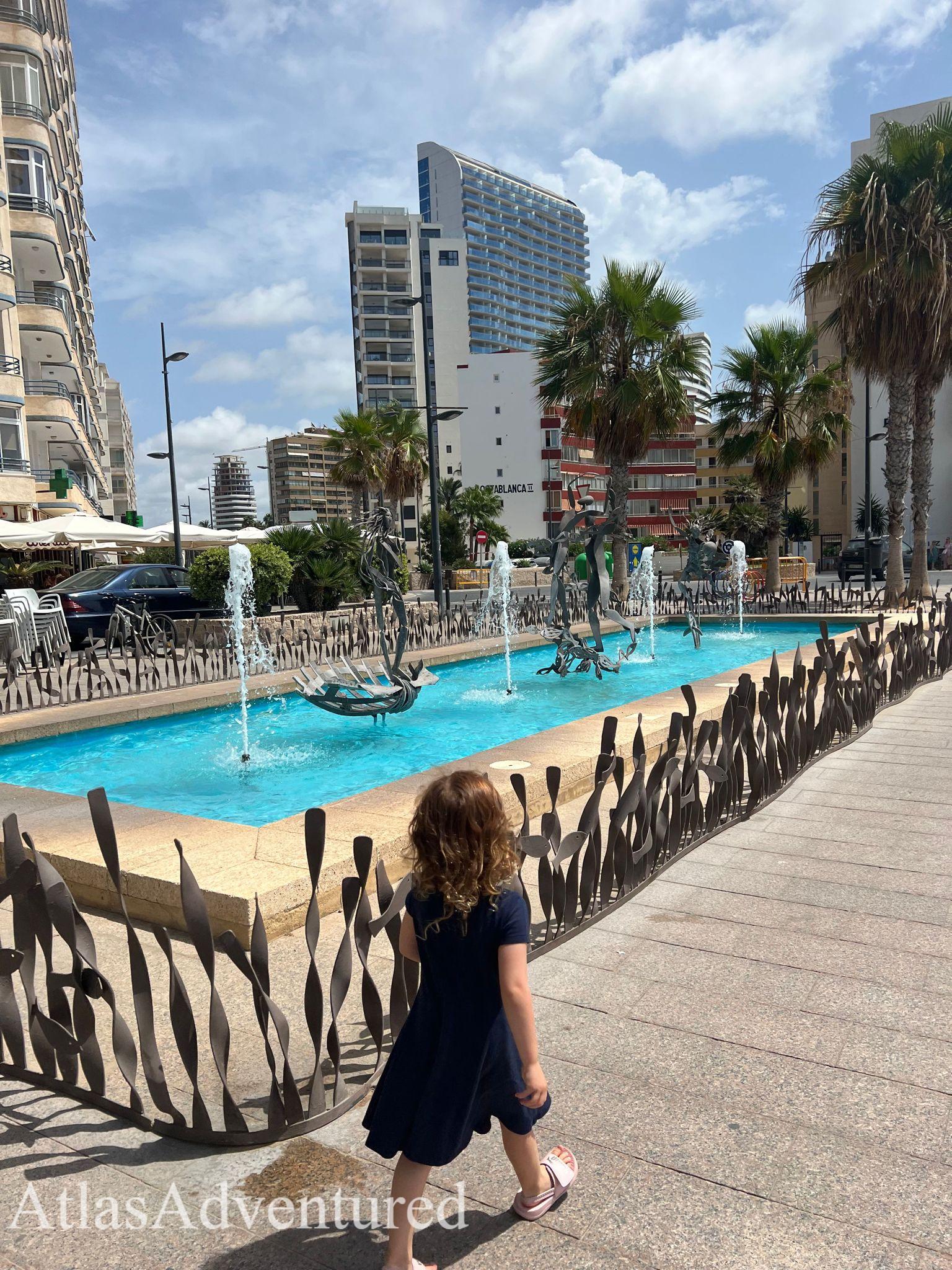 cool water fountain structure in Calpe, Spain