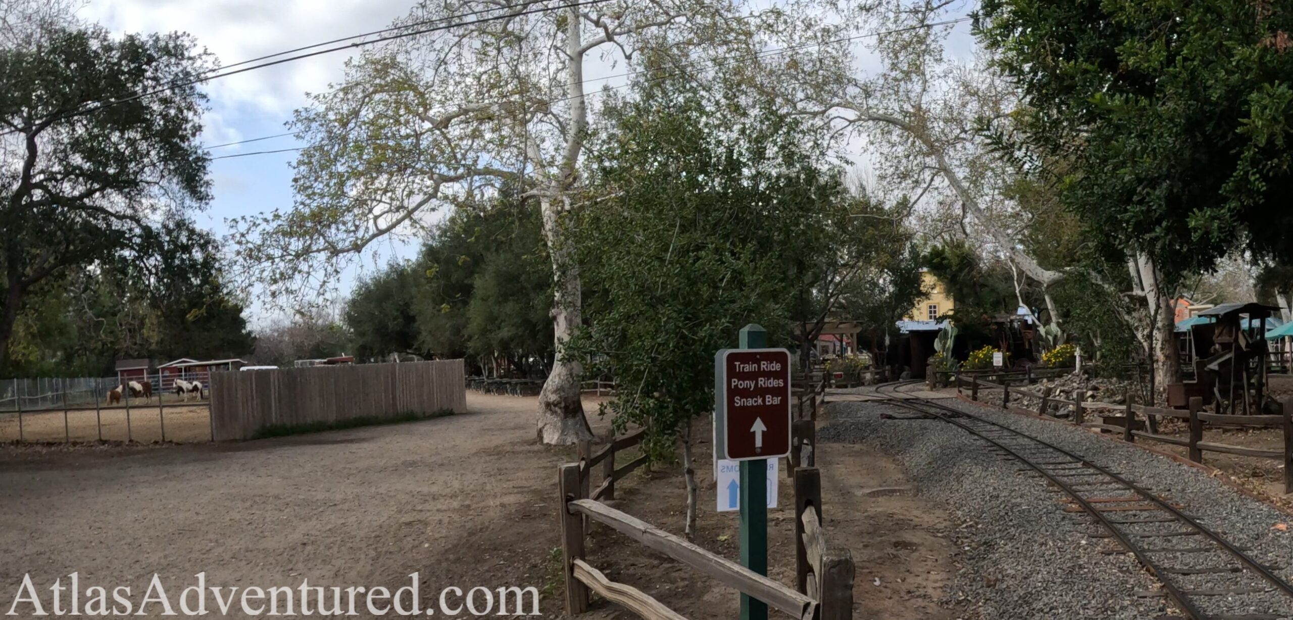 Train tracks and horse stables at Irvine Regional Park