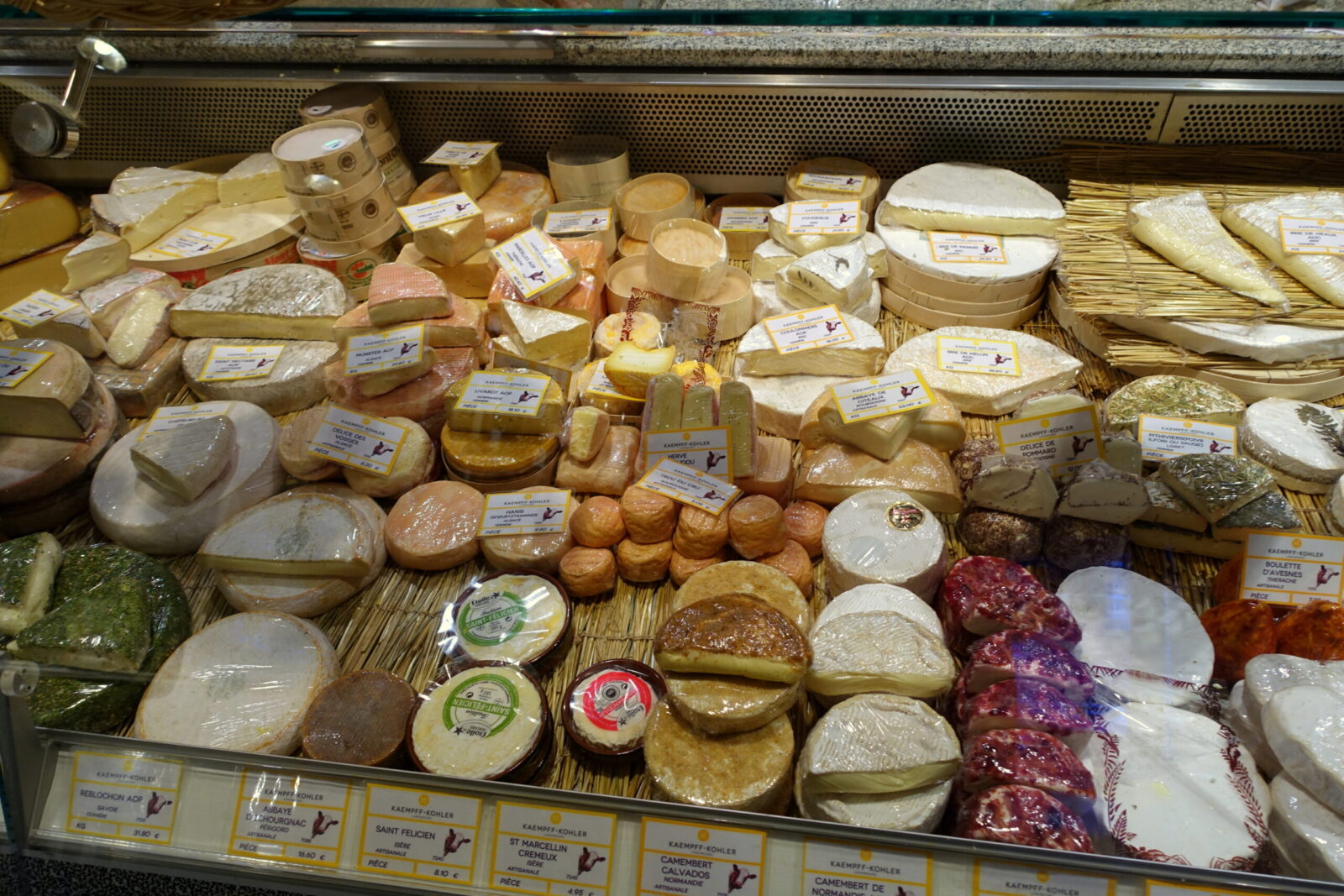 Cheese display in Luxembourg City, Luxembourg