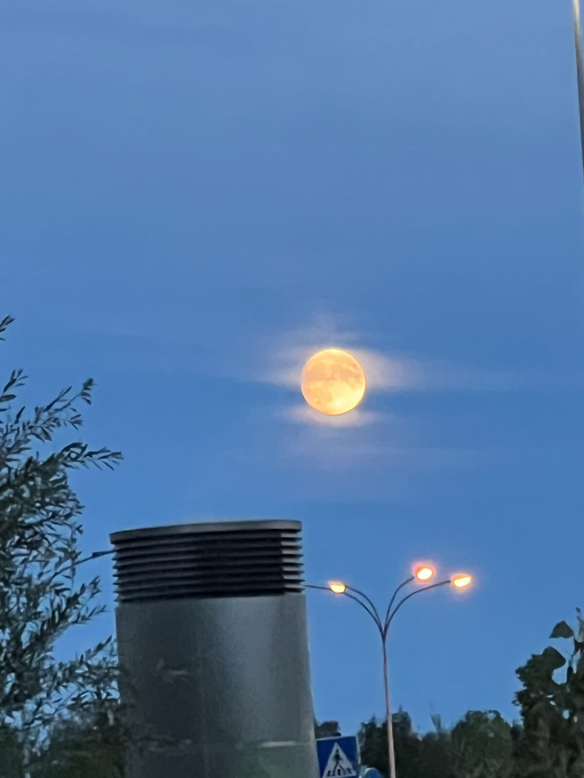 Harvest Supermoon setting over Luxembourg