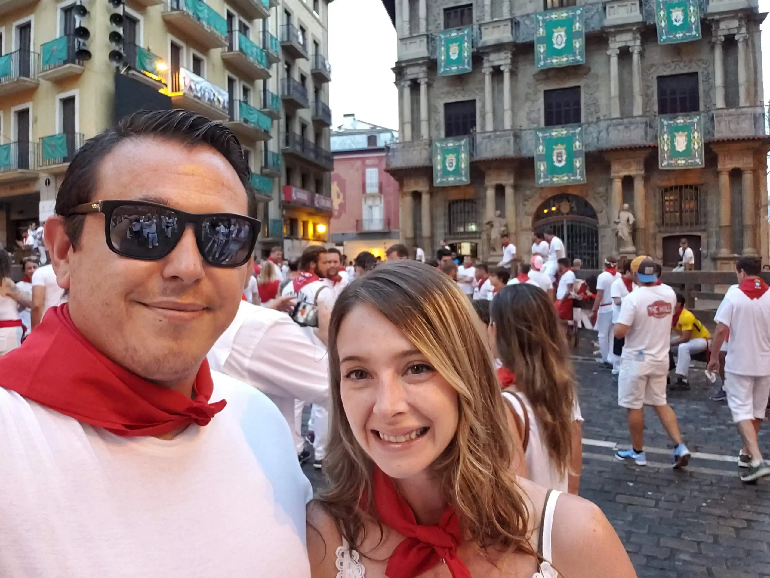 Running with the bulls in Pamplona, Spain