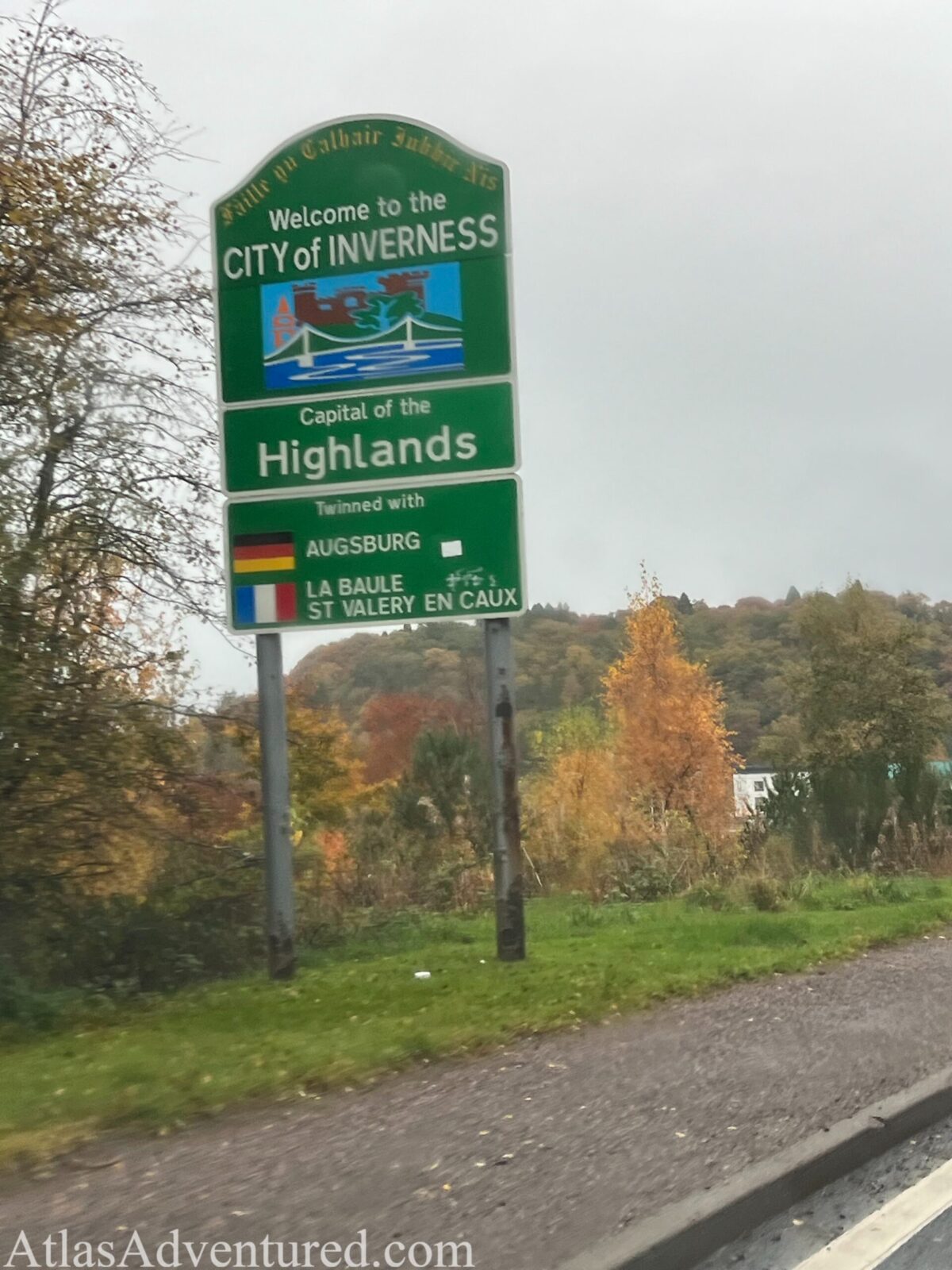 Welcome to Inverness, Scotland sign