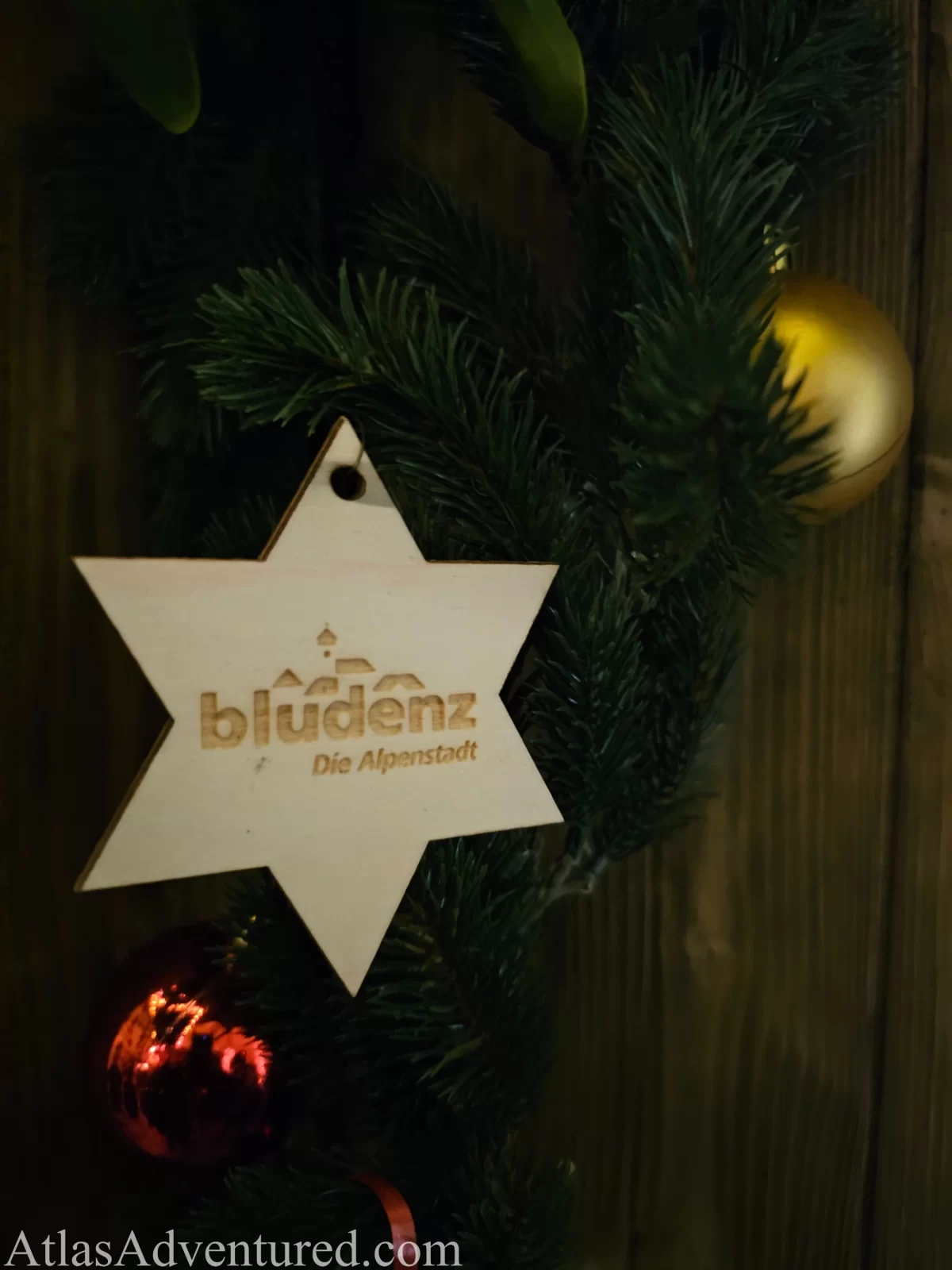 Bludenz ornaments decorating stalls at Christmas Market
