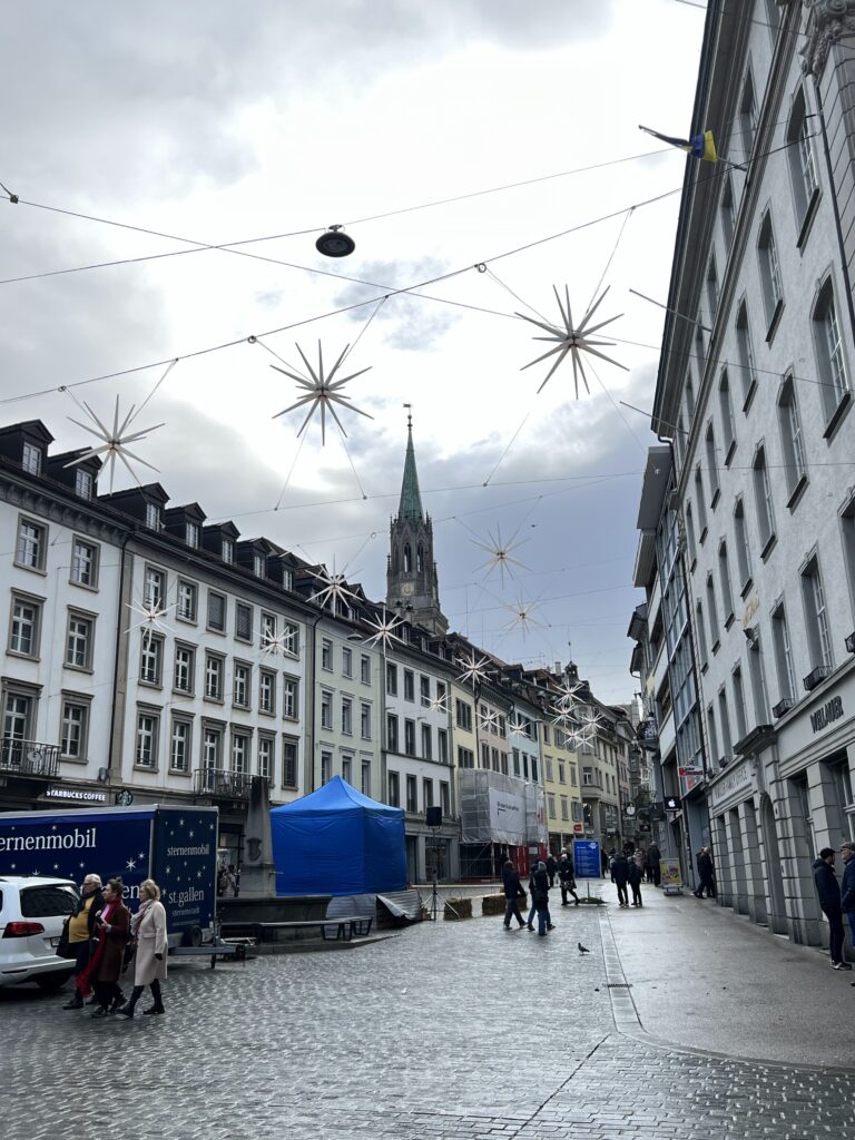 Christmas Market Street in St Gallen Switzerland