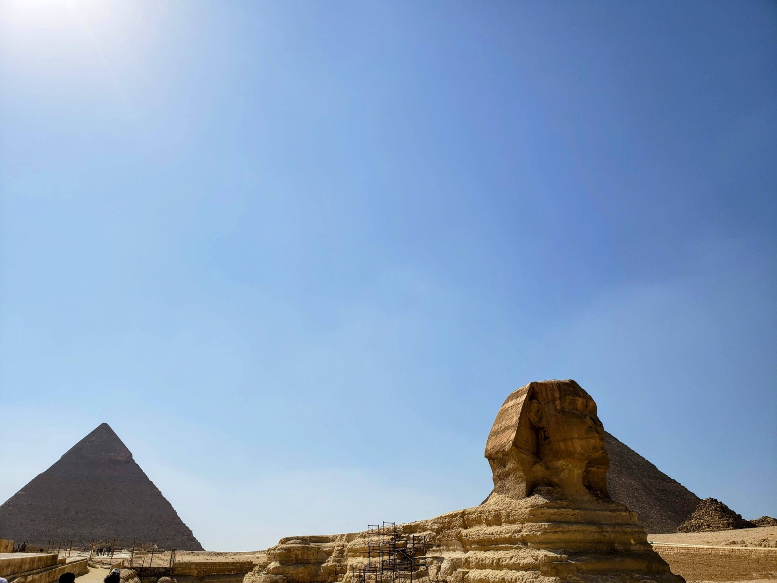 View of the Sphinx and Pyramids in Cairo Egypt