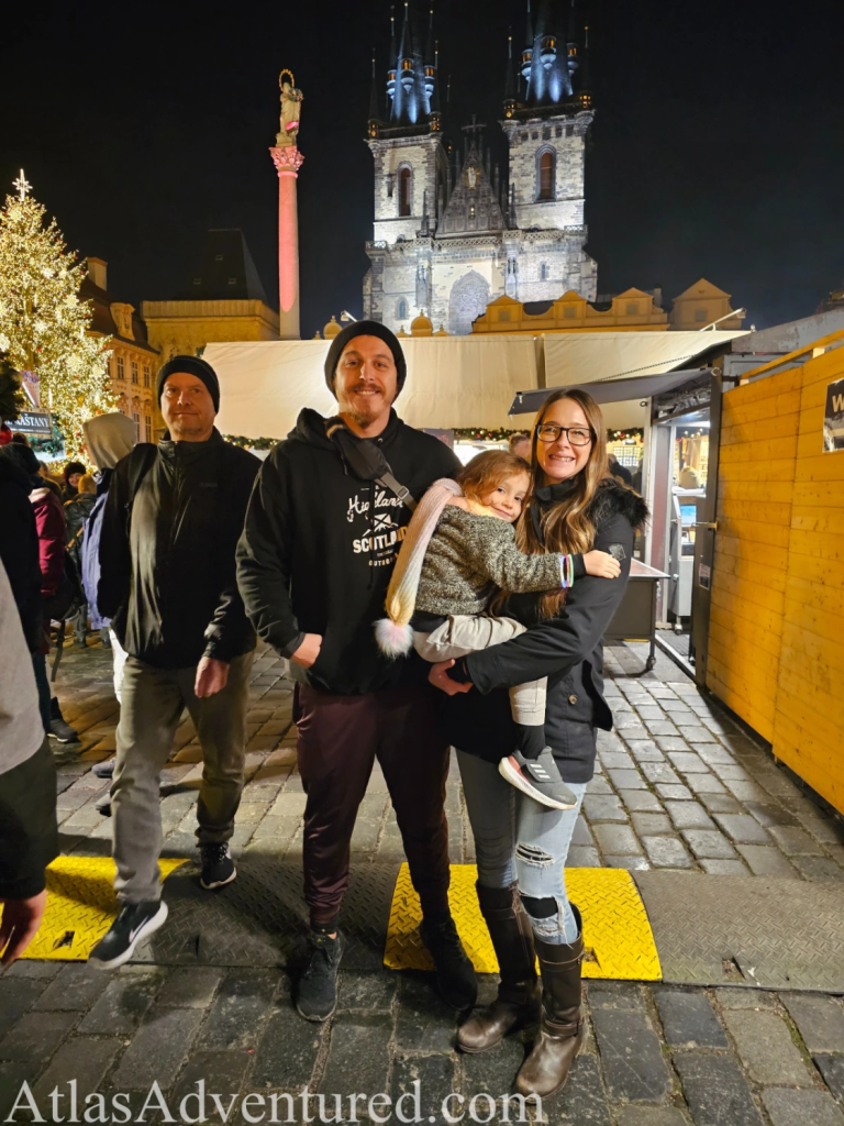 Atlas Adventured Family Photo at Prague Christmas Market in Czechia