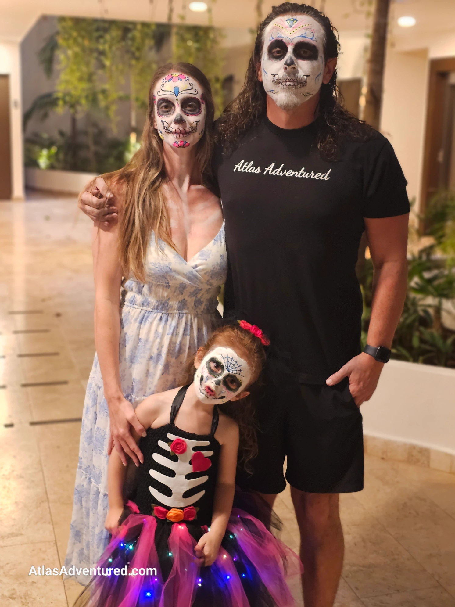 Atlas Adventured in front of their Airbnb and dressed up on Dia de los Muertos in PDC Mexico