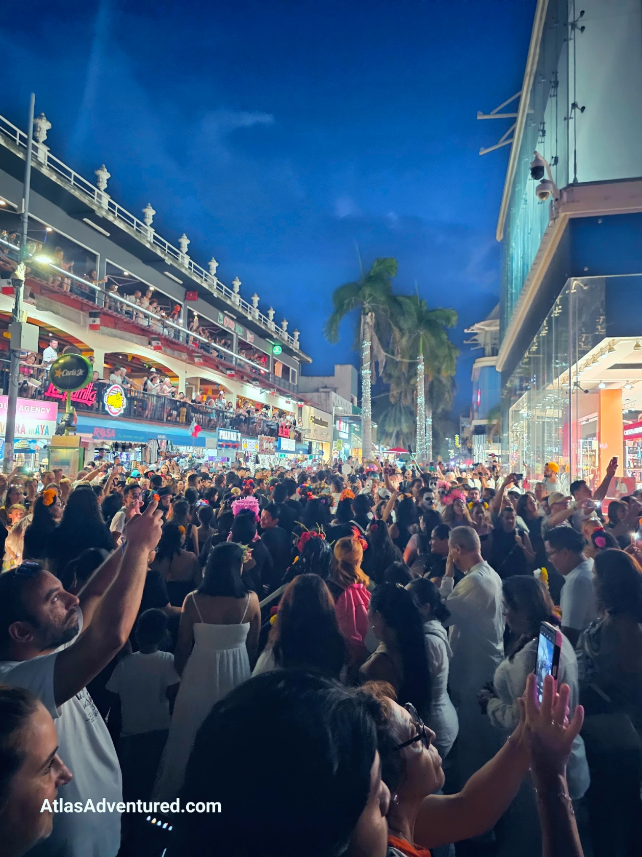 The Dia de los Muertos parade in Playa Del Carmen, Mexico is packed so be prepared for the crowds.