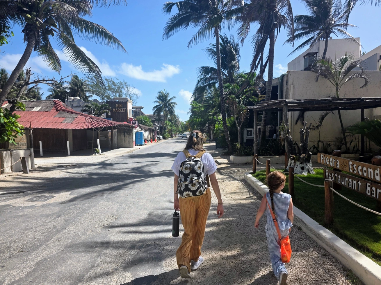Long walk from Aldea Zama to Tulum Hotel / Beach Zone in Tulum, Mexico - TG
