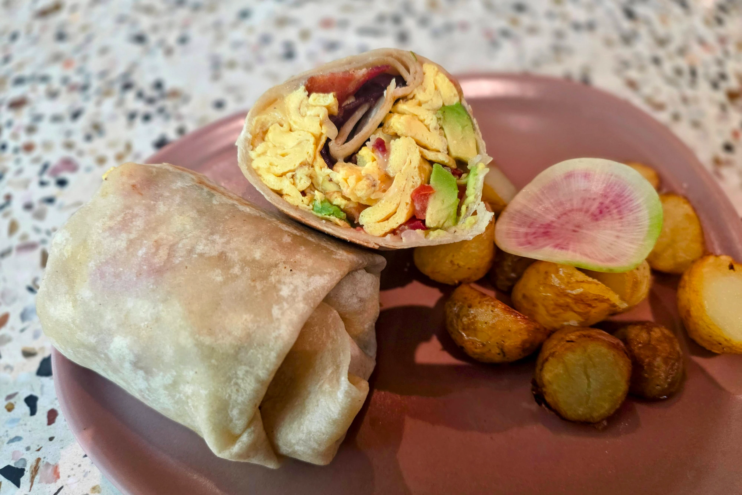 An amazing breakfast burrito at Alma Verde in Tulum Mexico - TG