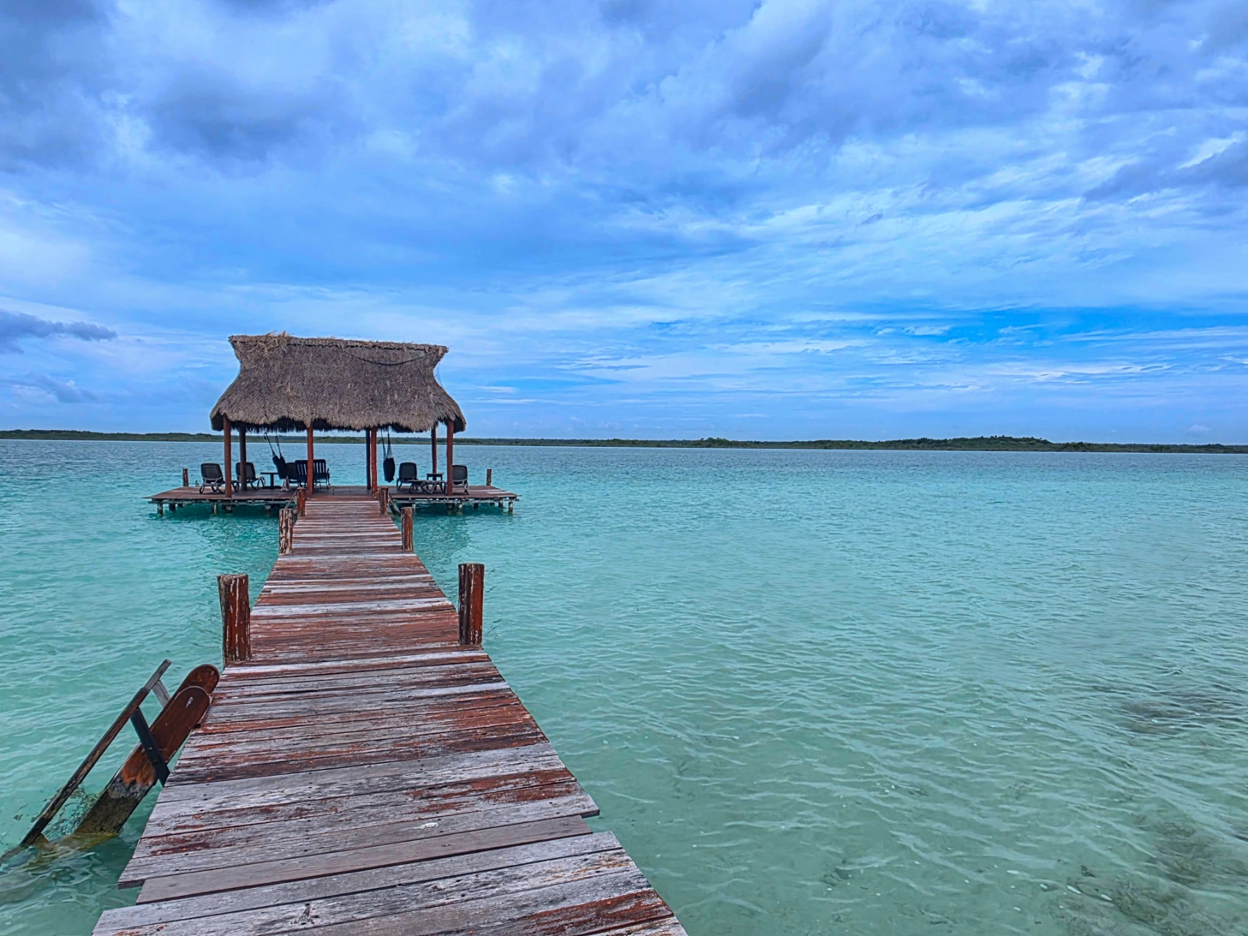Dock at beach club in Bacalar Lagoon Mexico - TG