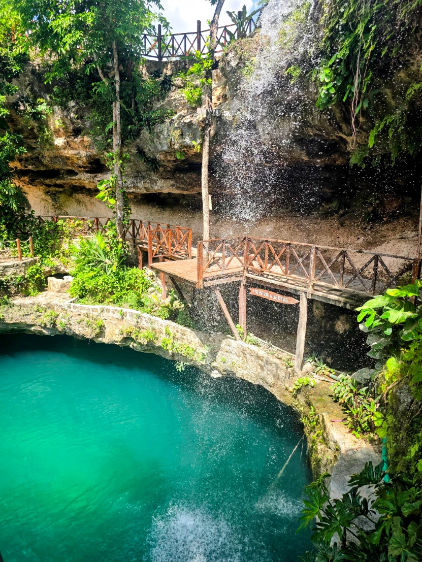 Rancho-Cenote “Sayab Kuxtal” waterfall in Mexico