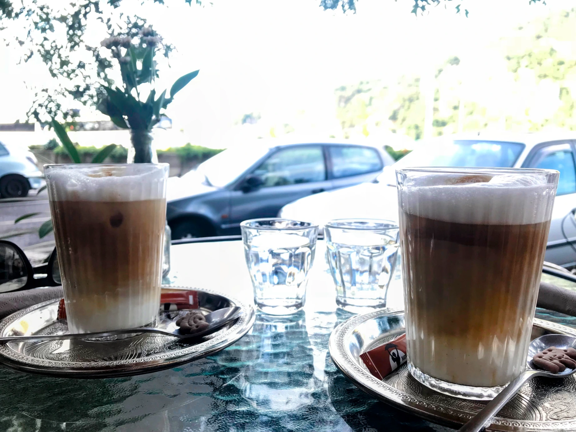 Enjoying coffee on the Danube River in Budapest, Hungary