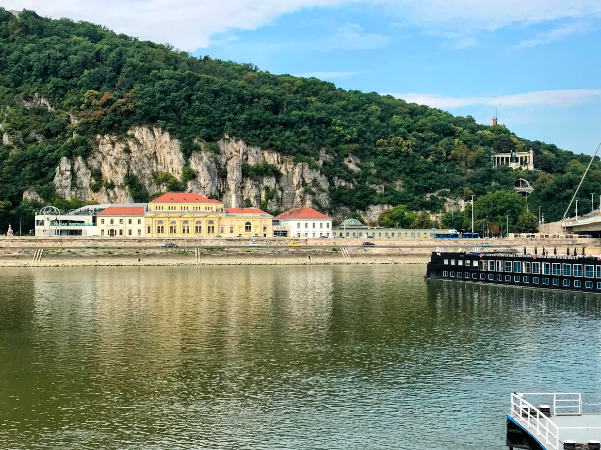View of Gellért Hill over the Danube River in Budapest, Hungary