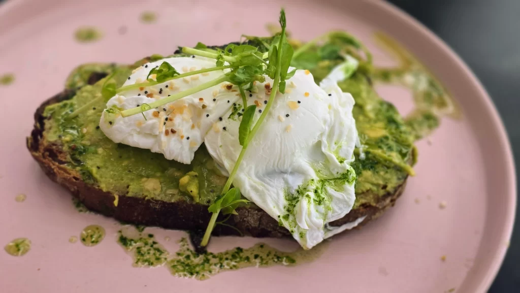 Avocado toast on homemade sourdough from Rossina in Tulum