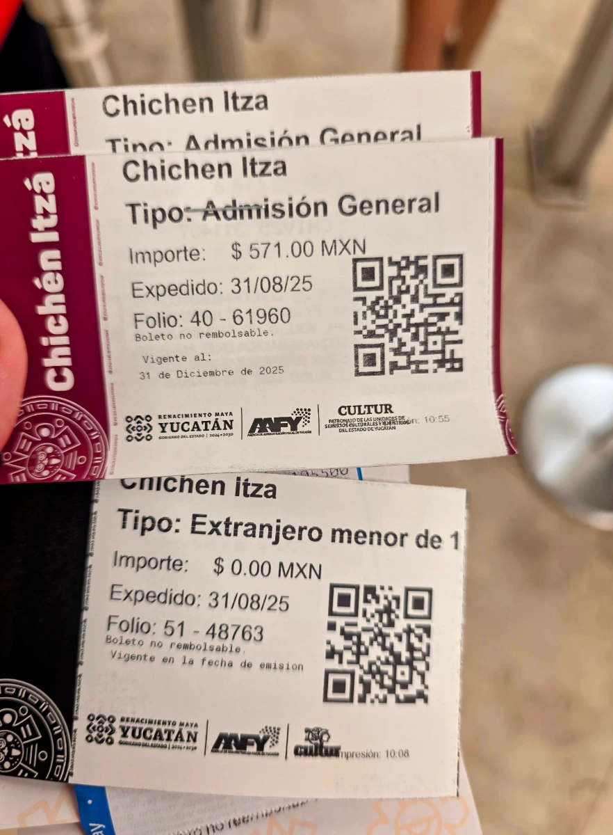 Admission tickets to Chichen Itza