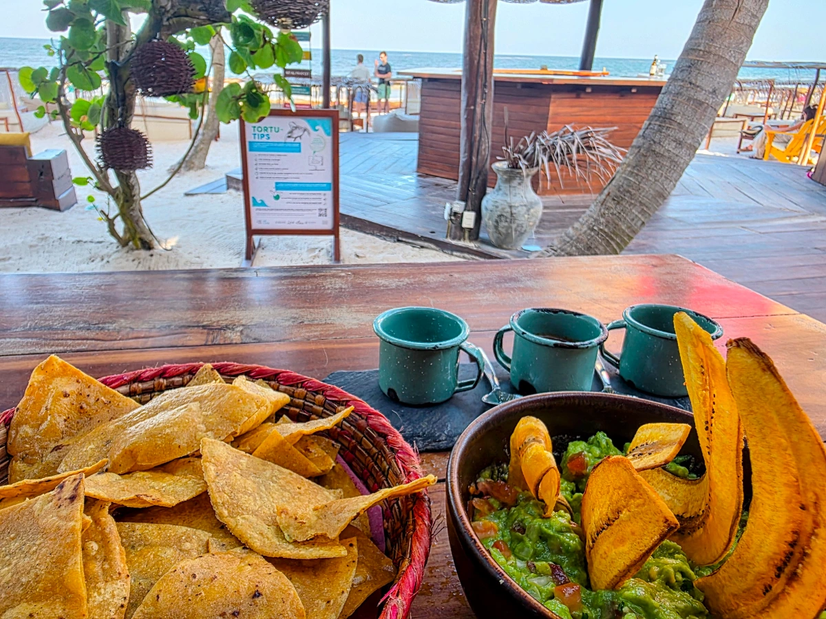 Chips and Guac at La Zebra Restaurant in Tulum, Mexico