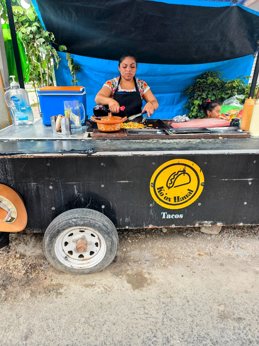 Los Tacos Madre in Tulum makes food right in front of you at low prices
