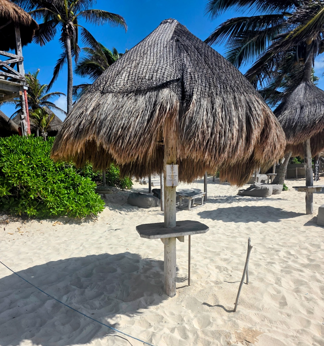 Palapas on the beach in Tulum