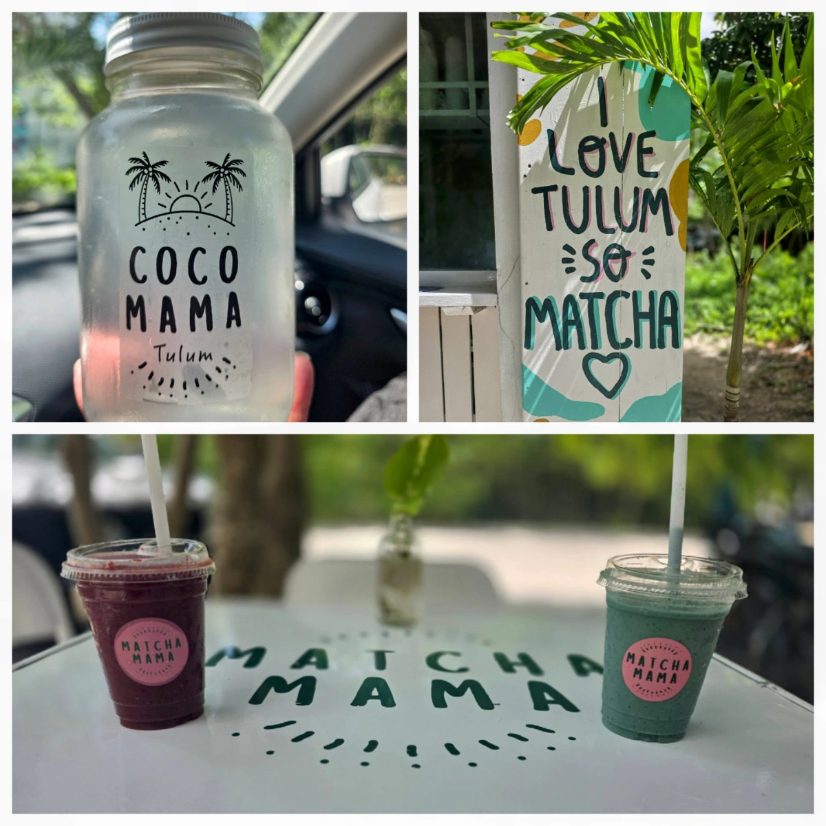 Matcha Mama in Tulum. Smoothies and coconut water.