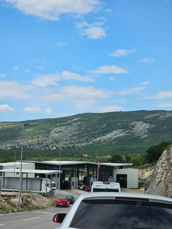 Border crossing while driving in the Balkans